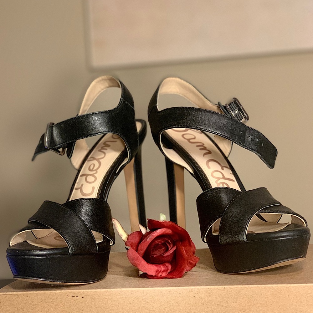 Sam Edelman Black Sandal Platform Strappy Pumps